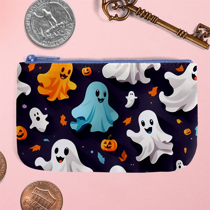 Ghost Pumpkin Scary Large Coin Purse