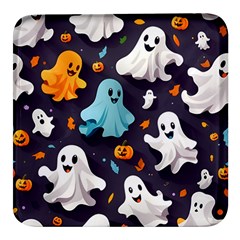 Ghost Pumpkin Scary Square Glass Fridge Magnet (4 Pack)