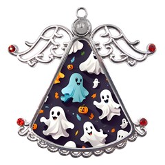 Ghost Pumpkin Scary Metal Angel With Crystal Ornament