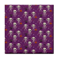 Skull Halloween Pattern Tile Coaster by Ndabl3x