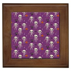 Skull Halloween Pattern Framed Tile by Ndabl3x