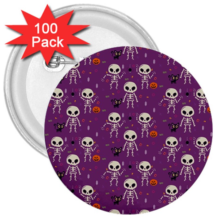 Skull Halloween Pattern 3  Buttons (100 pack) 