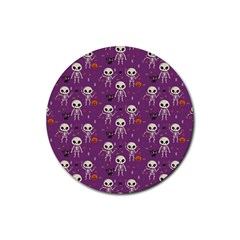 Skull Halloween Pattern Rubber Round Coaster (4 Pack) by Ndabl3x