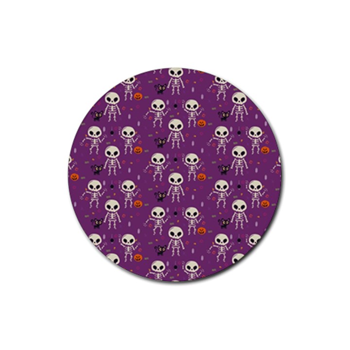 Skull Halloween Pattern Rubber Round Coaster (4 pack)