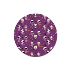 Skull Halloween Pattern Magnet 3  (round) by Ndabl3x