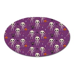 Skull Halloween Pattern Oval Magnet by Ndabl3x