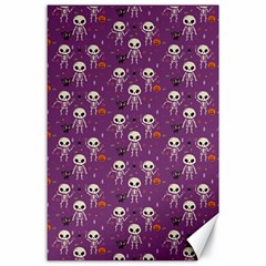 Skull Halloween Pattern Canvas 24  X 36  by Ndabl3x