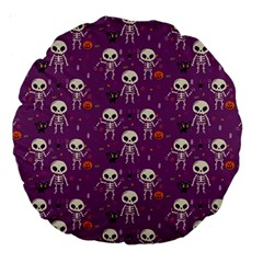 Skull Halloween Pattern Large 18  Premium Round Cushions by Ndabl3x