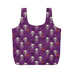 Skull Halloween Pattern Full Print Recycle Bag (m) by Ndabl3x