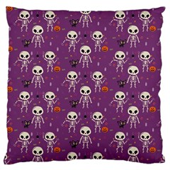 Skull Halloween Pattern Large Premium Plush Fleece Cushion Case (one Side) by Ndabl3x