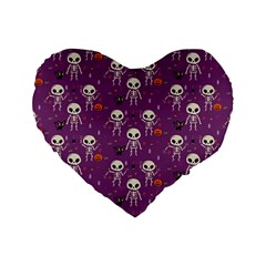 Skull Halloween Pattern Standard 16  Premium Flano Heart Shape Cushions by Ndabl3x