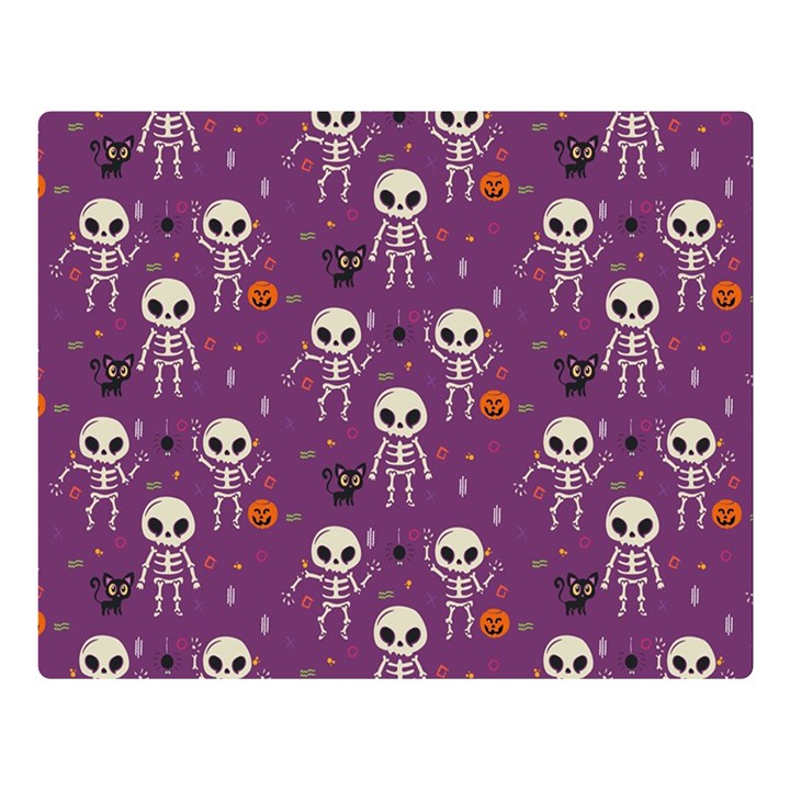 Skull Halloween Pattern Two Sides Premium Plush Fleece Blanket (Large)