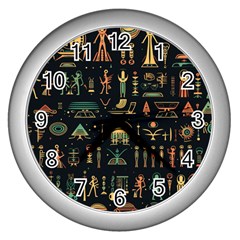 Hieroglyphs Space Wall Clock (silver) by Ndabl3x