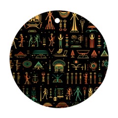 Hieroglyphs Space Round Ornament (two Sides) by Ndabl3x