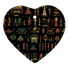 Hieroglyphs Space Heart Ornament (two Sides) by Ndabl3x