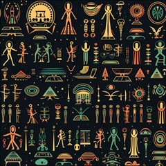 Hieroglyphs Space Play Mat (square) by Ndabl3x