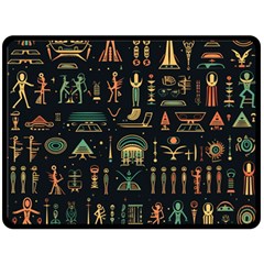 Hieroglyphs Space Two Sides Fleece Blanket (large) by Ndabl3x