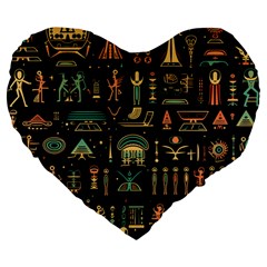 Hieroglyphs Space Large 19  Premium Flano Heart Shape Cushions by Ndabl3x