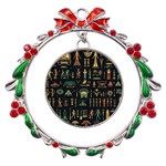 Hieroglyphs Space Metal X mas Wreath Ribbon Ornament Front