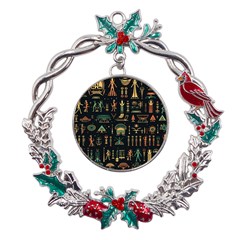 Hieroglyphs Space Metal X mas Wreath Holly Leaf Ornament by Ndabl3x