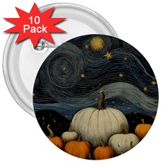 Pumpkin Halloween 3  Buttons (10 Pack)  by Ndabl3x