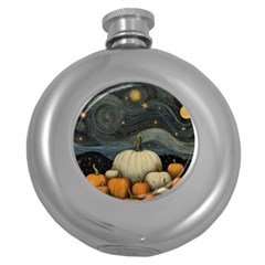 Pumpkin Halloween Round Hip Flask (5 Oz) by Ndabl3x