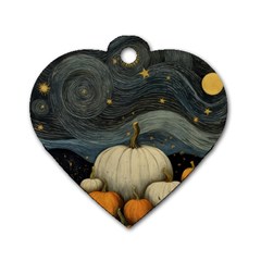 Pumpkin Halloween Dog Tag Heart (two Sides) by Ndabl3x