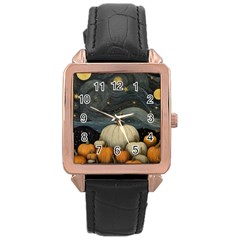 Pumpkin Halloween Rose Gold Leather Watch  by Ndabl3x