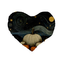 Pumpkin Halloween Standard 16  Premium Flano Heart Shape Cushions by Ndabl3x