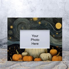 Pumpkin Halloween White Tabletop Photo Frame 4 x6  by Ndabl3x