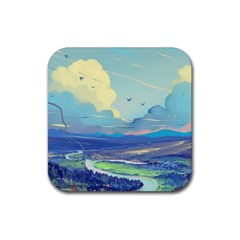 Digital Art Fantasy Landscape Rubber Coaster (square) by uniart180623