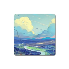 Digital Art Fantasy Landscape Square Magnet by uniart180623