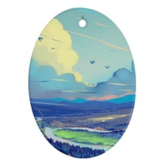 Digital Art Fantasy Landscape Oval Ornament (two Sides)