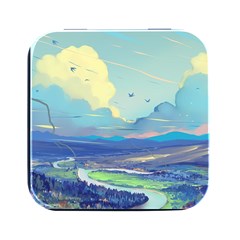 Digital Art Fantasy Landscape Square Metal Box (black)