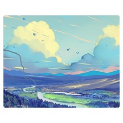 Digital Art Fantasy Landscape Premium Plush Fleece Blanket (medium) by uniart180623