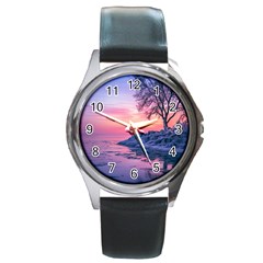 Tree Nature Plant Outdoors Ice Toronto Scenery Snow Round Metal Watch by uniart180623