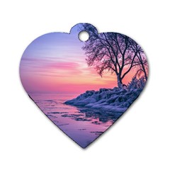 Tree Nature Plant Outdoors Ice Toronto Scenery Snow Dog Tag Heart (one Side) by uniart180623