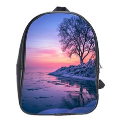 Tree Nature Plant Outdoors Ice Toronto Scenery Snow School Bag (large) by uniart180623