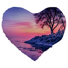 Tree Nature Plant Outdoors Ice Toronto Scenery Snow Large 19  Premium Flano Heart Shape Cushions