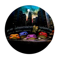 Teenage Mutant Ninja Turtles Leonardo Raphael Michelangelo Donatello Round Ornament (two Sides) by Sarkoni