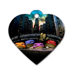 Teenage Mutant Ninja Turtles Leonardo Raphael Michelangelo Donatello Dog Tag Heart (two Sides) by Sarkoni