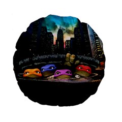 Teenage Mutant Ninja Turtles Leonardo Raphael Michelangelo Donatello Standard 15  Premium Flano Round Cushions by Sarkoni