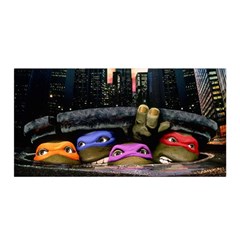 Teenage Mutant Ninja Turtles Leonardo Raphael Michelangelo Donatello Satin Wrap 35  X 70  by Sarkoni