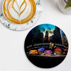 Teenage Mutant Ninja Turtles Leonardo Raphael Michelangelo Donatello Uv Print Round Tile Coaster by Sarkoni