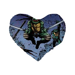 Teenage Mutant Ninja Turtles Comics Standard 16  Premium Flano Heart Shape Cushions by Sarkoni