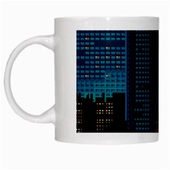 Pixel Art Night City Japan White Mug by Sarkoni