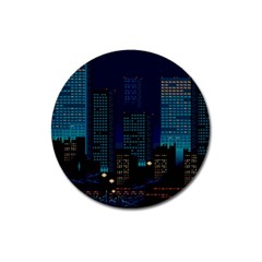 Pixel Art Night City Japan Magnet 3  (round) by Sarkoni