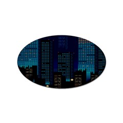 Pixel Art Night City Japan Sticker Oval (100 Pack) by Sarkoni