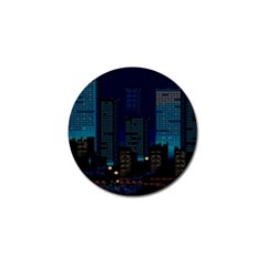 Pixel Art Night City Japan Golf Ball Marker by Sarkoni