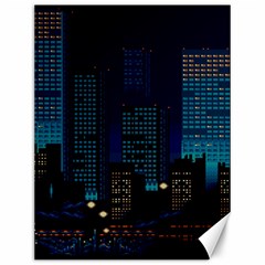 Pixel Art Night City Japan Canvas 12  X 16  by Sarkoni